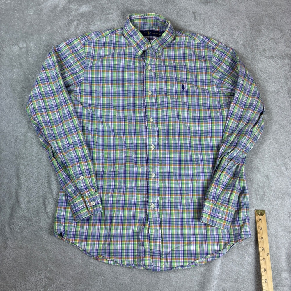 Ralph Lauren Shirt Mens M Plaid Button Down Classic Fit Green Purple
